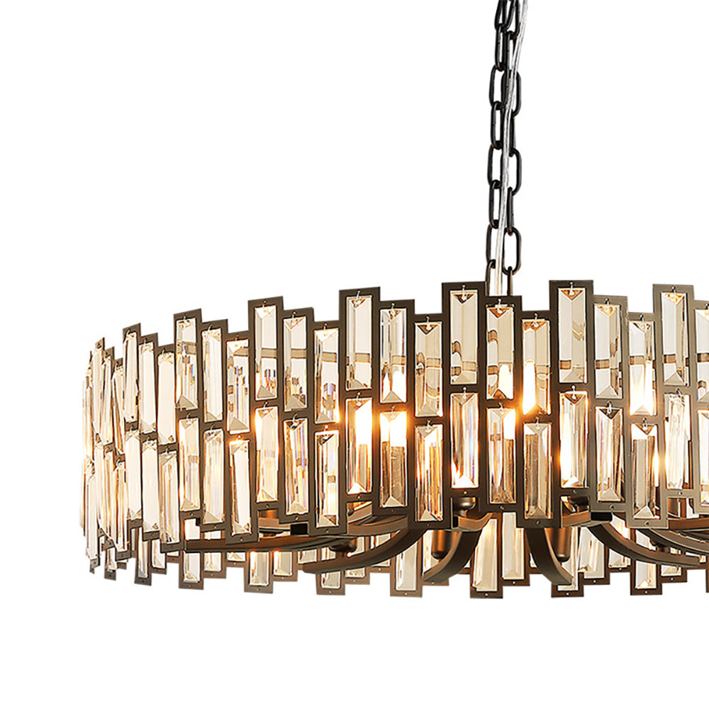 Modern Geometric Crystal Chandelier 14-Light with Adjustable Chain in Black