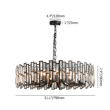 Modern Geometric Crystal Chandelier 14-Light with Adjustable Chain in Black