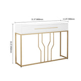Narrow Console Table with Drawers Wood Top in White