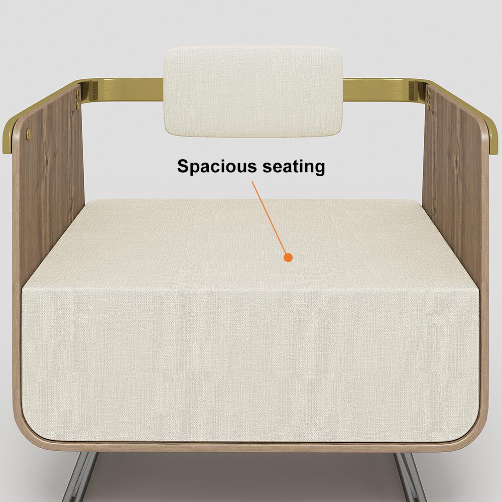 Black Modern Accent Chair Upholstered Cotton & Linen Accent Chair