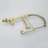 Brewst Luxury Single Hole Pull Out Sprayer Double Spout Kitchen Faucet Solid Brass