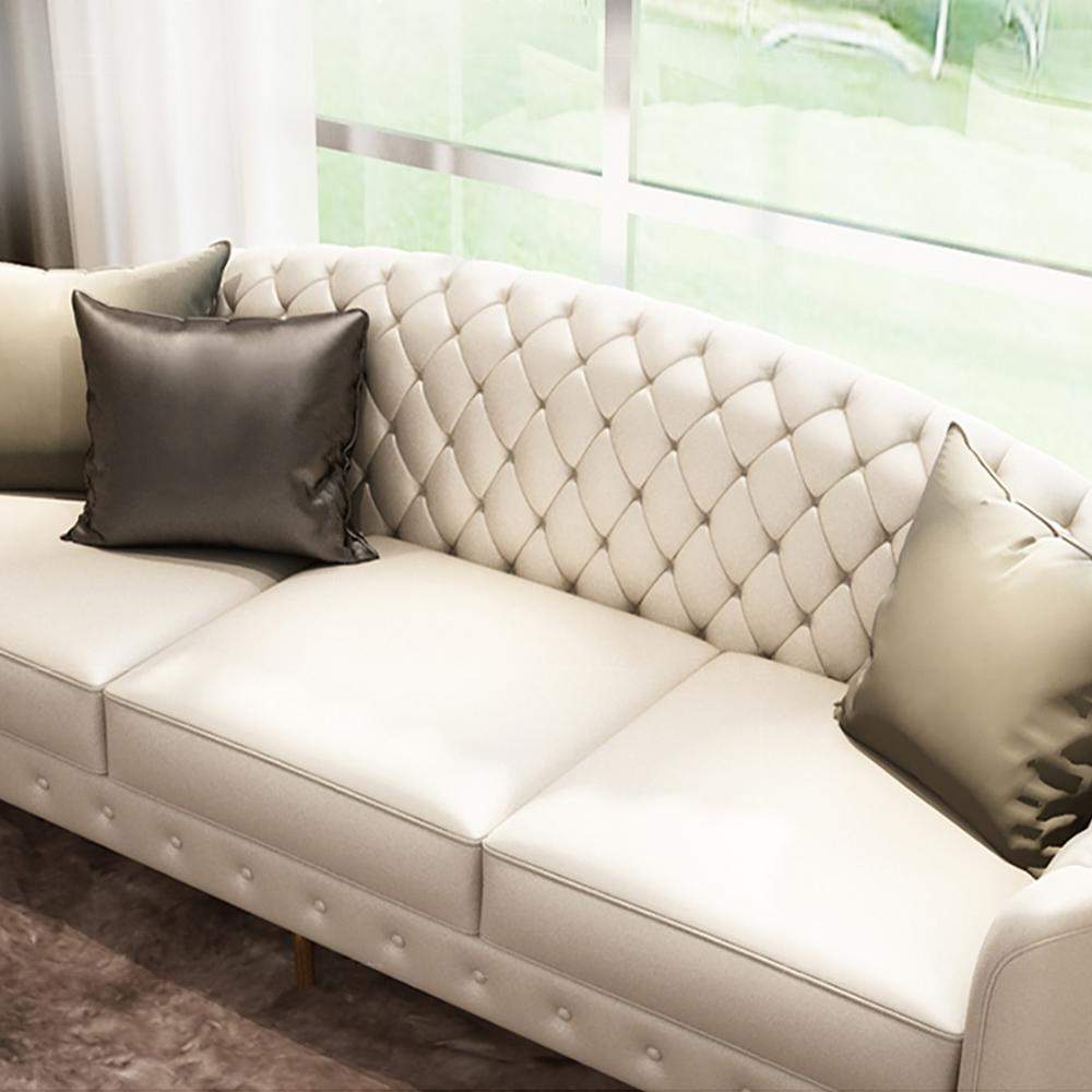 3 Pieces Beige Leather Sofa and Loveseat Living Room Set with Pillows-Richsoul-Furniture,Living Room Furniture,Living Room Sets