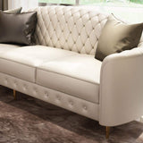 3 Pieces Beige Leather Sofa and Loveseat Living Room Set with Pillows-Richsoul-Furniture,Living Room Furniture,Living Room Sets