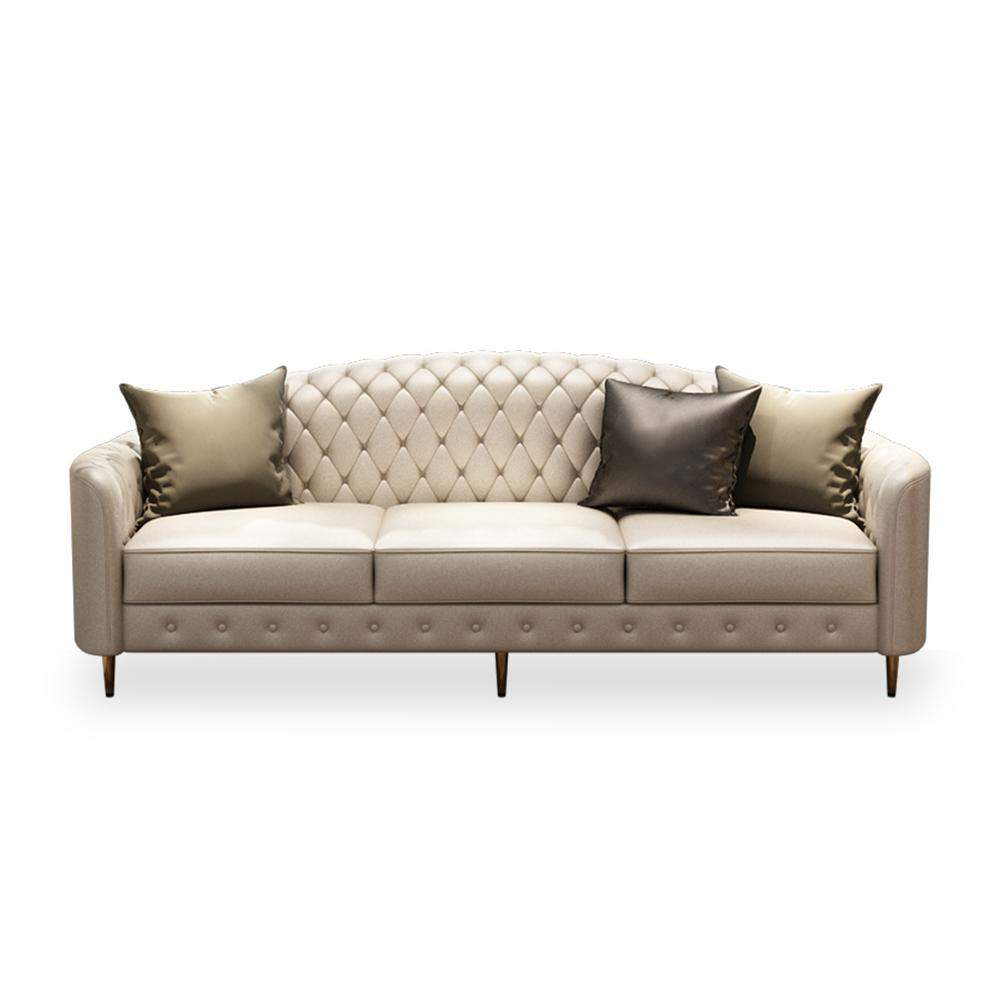 3 Pieces Beige Leather Sofa and Loveseat Living Room Set with Pillows-Richsoul-Furniture,Living Room Furniture,Living Room Sets