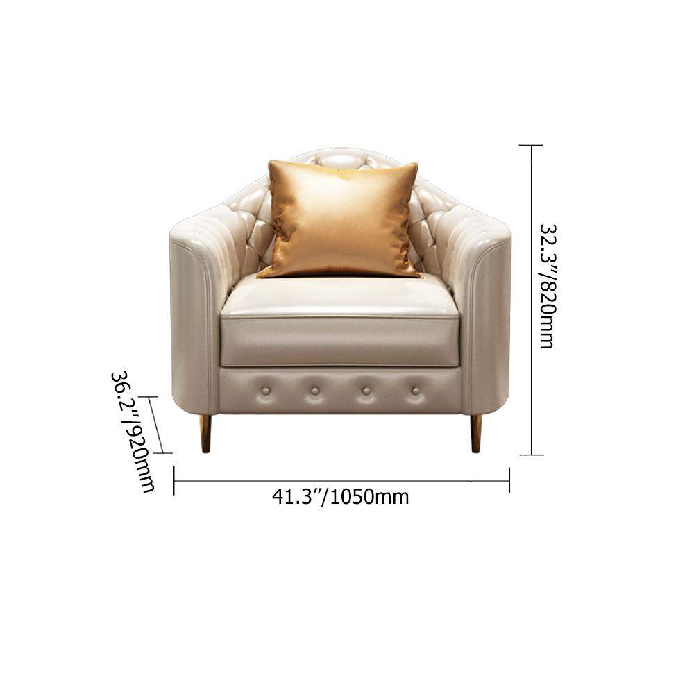 3 Pieces Beige Leather Sofa and Loveseat Living Room Set with Pillows-Richsoul-Furniture,Living Room Furniture,Living Room Sets