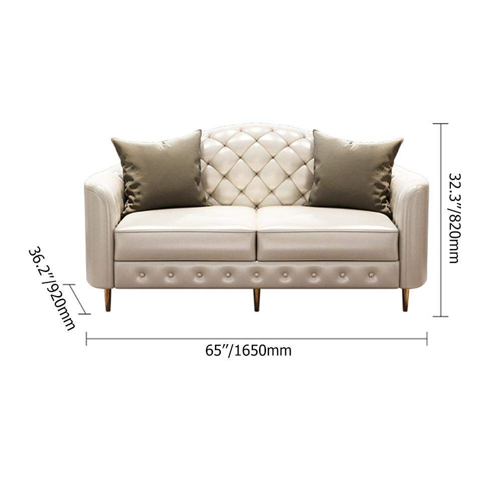 3 Pieces Beige Leather Sofa and Loveseat Living Room Set with Pillows-Richsoul-Furniture,Living Room Furniture,Living Room Sets