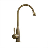 Stev Classic Antique Brass Goosenecked Single Handle 1-Hole Kitchen Faucet Solid Brass