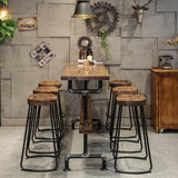 Industrial Natural 71" 7 Piece Bar Table Set with Shelf