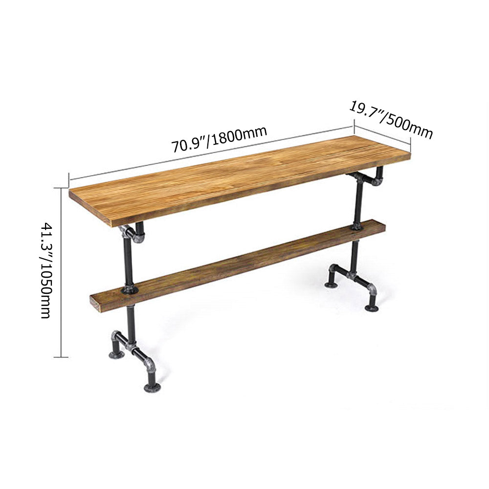 Industrial Natural 71" 7 Piece Bar Table Set with Shelf