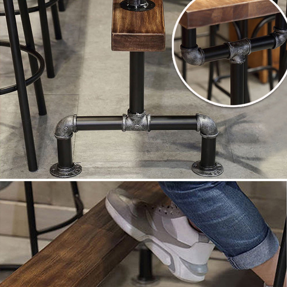 63" Industrial Natural 5 Piece Bar Table Set with Shelf