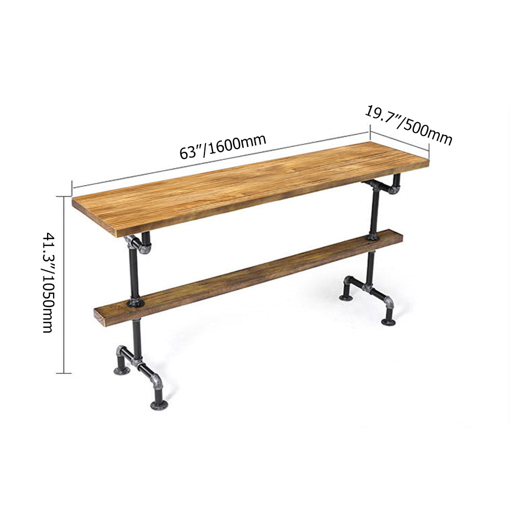 63" Industrial Natural 5 Piece Bar Table Set with Shelf
