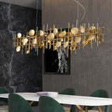 Postmodern 7-Light Kitchen Island Light in Brushed Gold with Individuality & Creativity