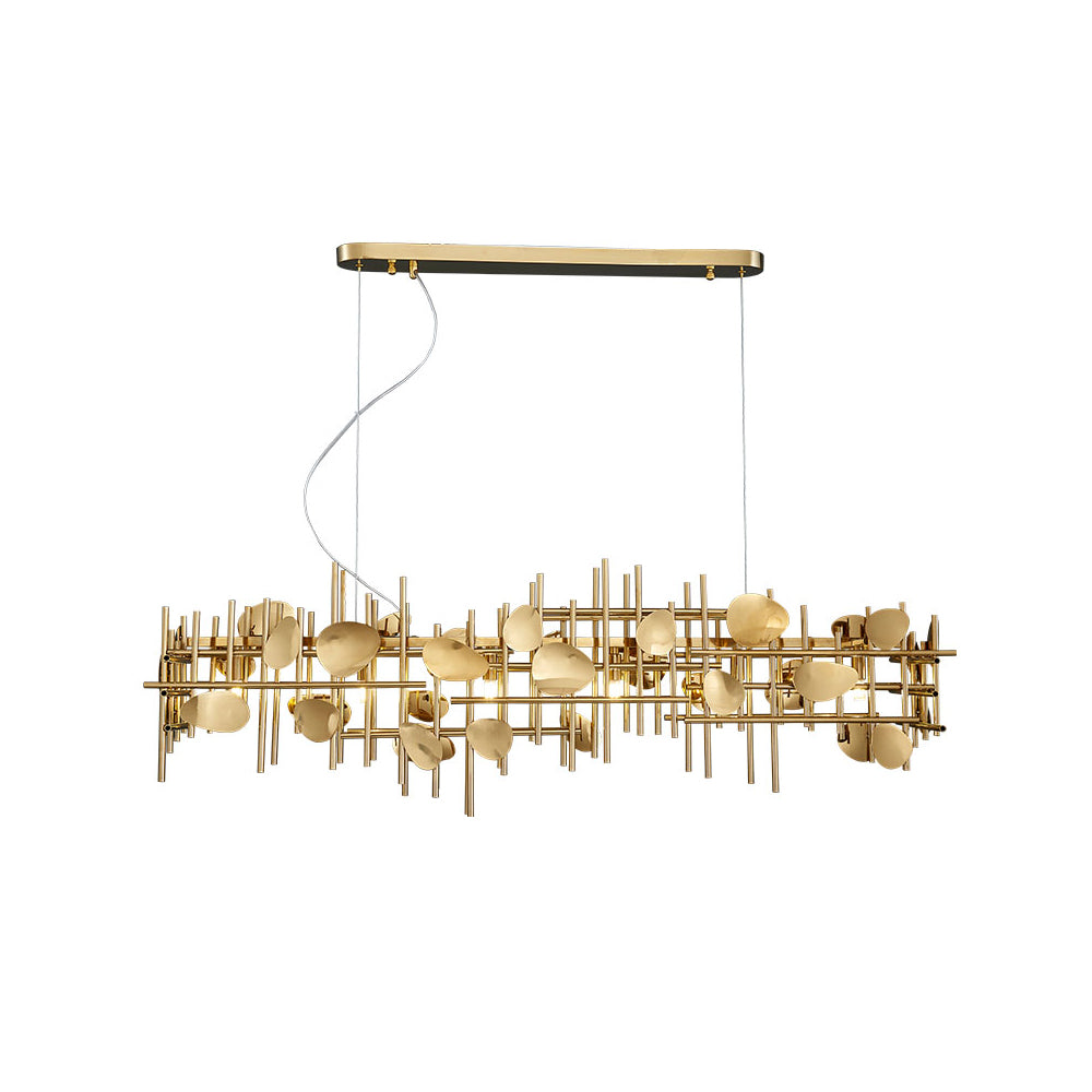 Postmodern 7-Light Kitchen Island Light in Brushed Gold with Individuality & Creativity