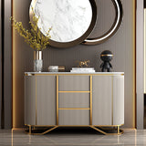 Weißes Buffet Modernes Sideboard mit Kunstmarmorplatte und Edelstahlsockel