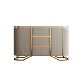 White Buffet Faux Marble Top Modern Sideboard with Stainless Steel Base