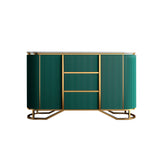 White Buffet Faux Marble Top Modern Sideboard with Stainless Steel Base