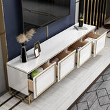 Medally Modern White TV Stand with Drawer Gold Media Console for TVs Up To 85"
