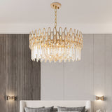 Modern Gold 6-Light Crystal Chandelier with Adjustable Chain