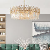 Modern Gold 6-Light Crystal Chandelier with Adjustable Chain