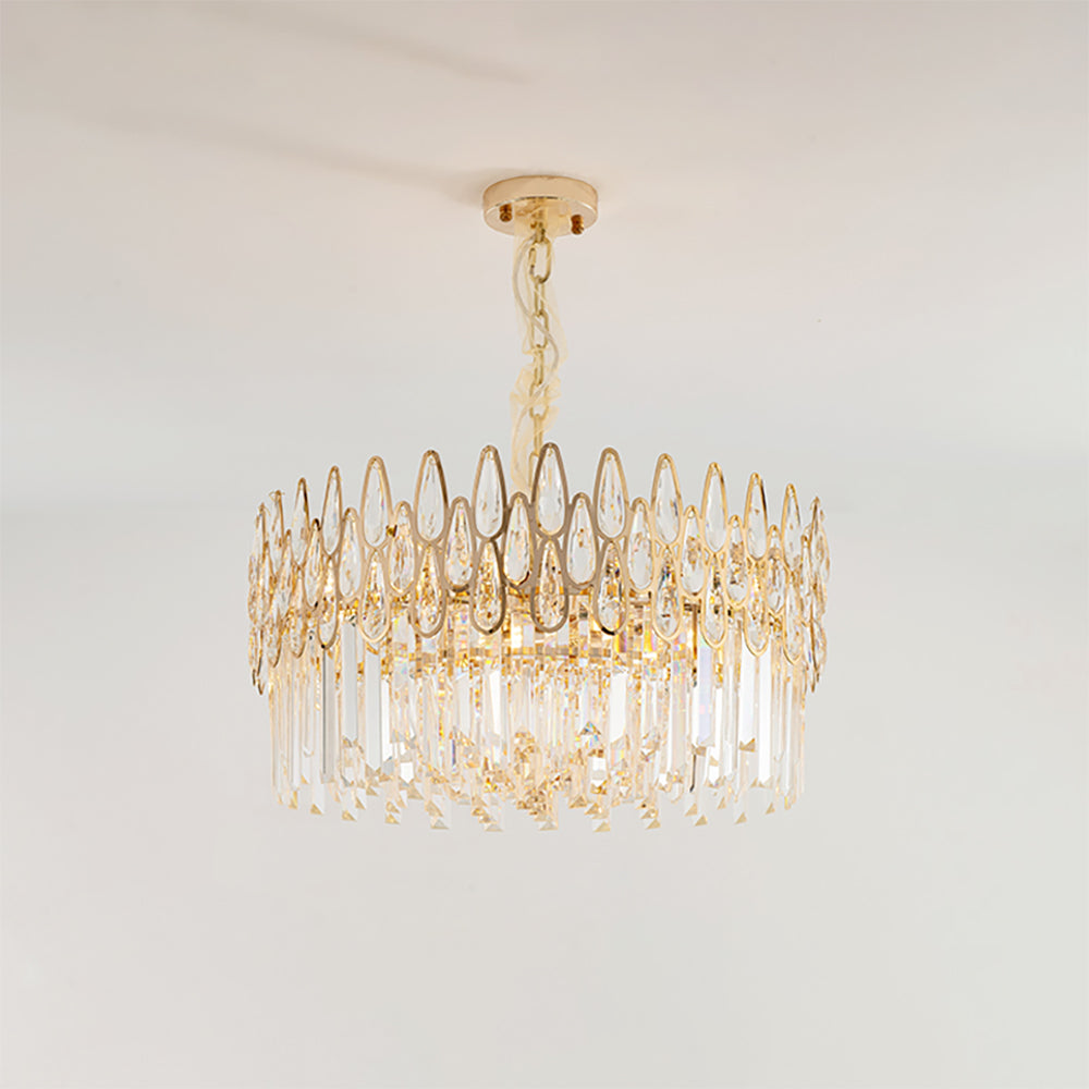 Modern Gold 6-Light Crystal Chandelier with Adjustable Chain