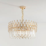 Modern Gold 6-Light Crystal Chandelier with Adjustable Chain