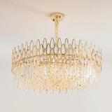Modern Gold 6-Light Crystal Chandelier with Adjustable Chain