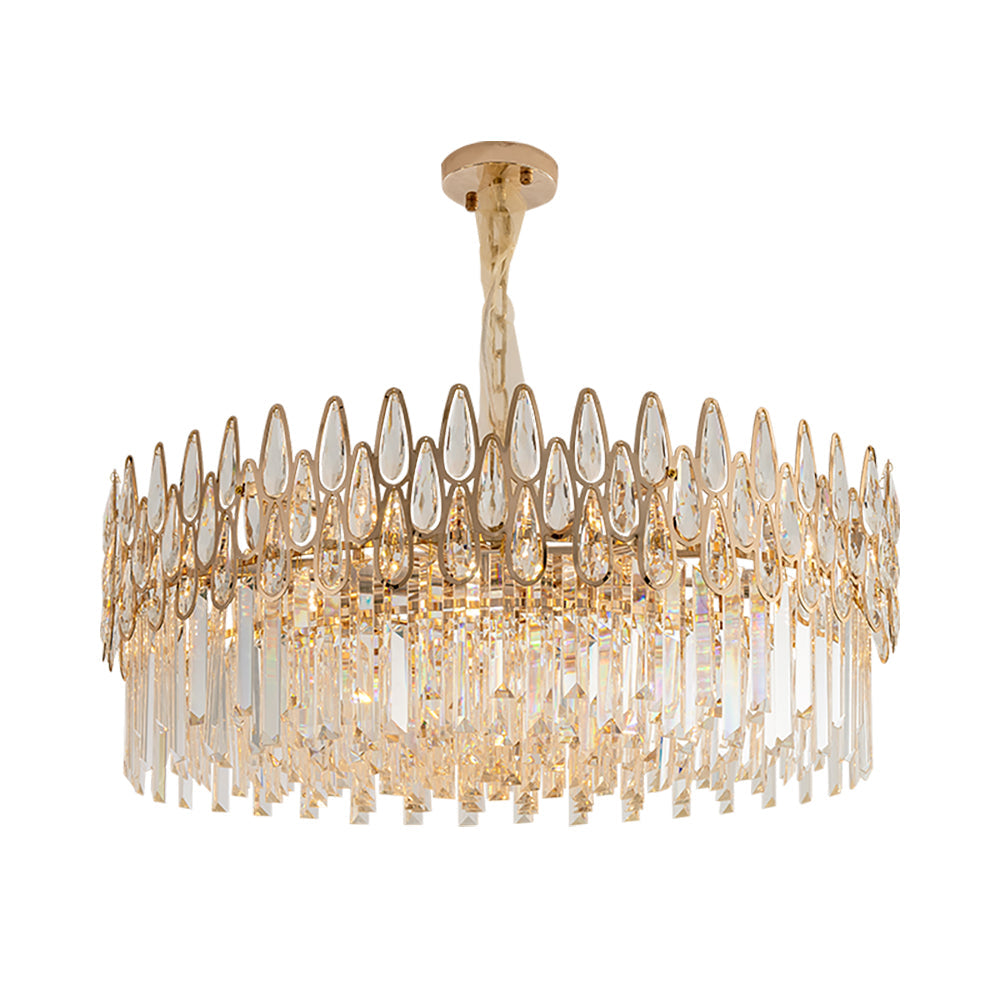 Modern Gold 6-Light Crystal Chandelier with Adjustable Chain