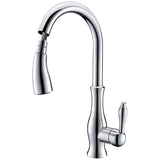Tracier Gooseneck Single Handle Kitchen Faucet with Pull Out Spray