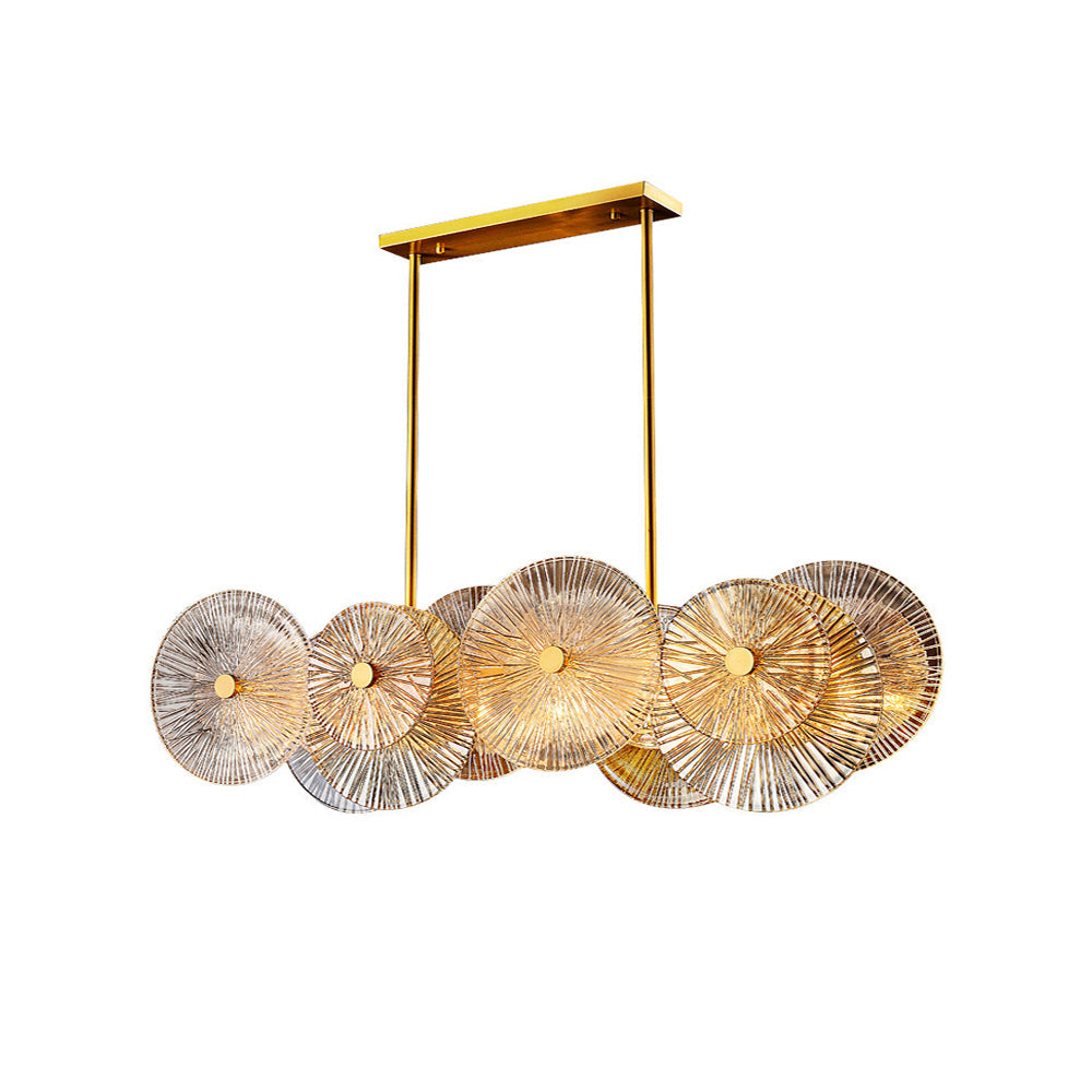 Modern Oval LED Glass Kitchen Island Light with Adjustable Hanging Rods