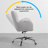 Modern Office Chair Upholstered Cotton & Linen Swivel Task Chair Height Adjustable
