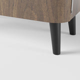 Walnut Shoe Storage Cabinet with 2-Door in Black 14 Pairs