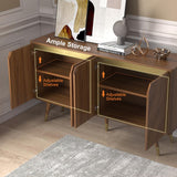 Capet Mid-Century 63" Walnut Sideboard Buffet 4-Door Kitchen Cabinet Adjustable Shelves