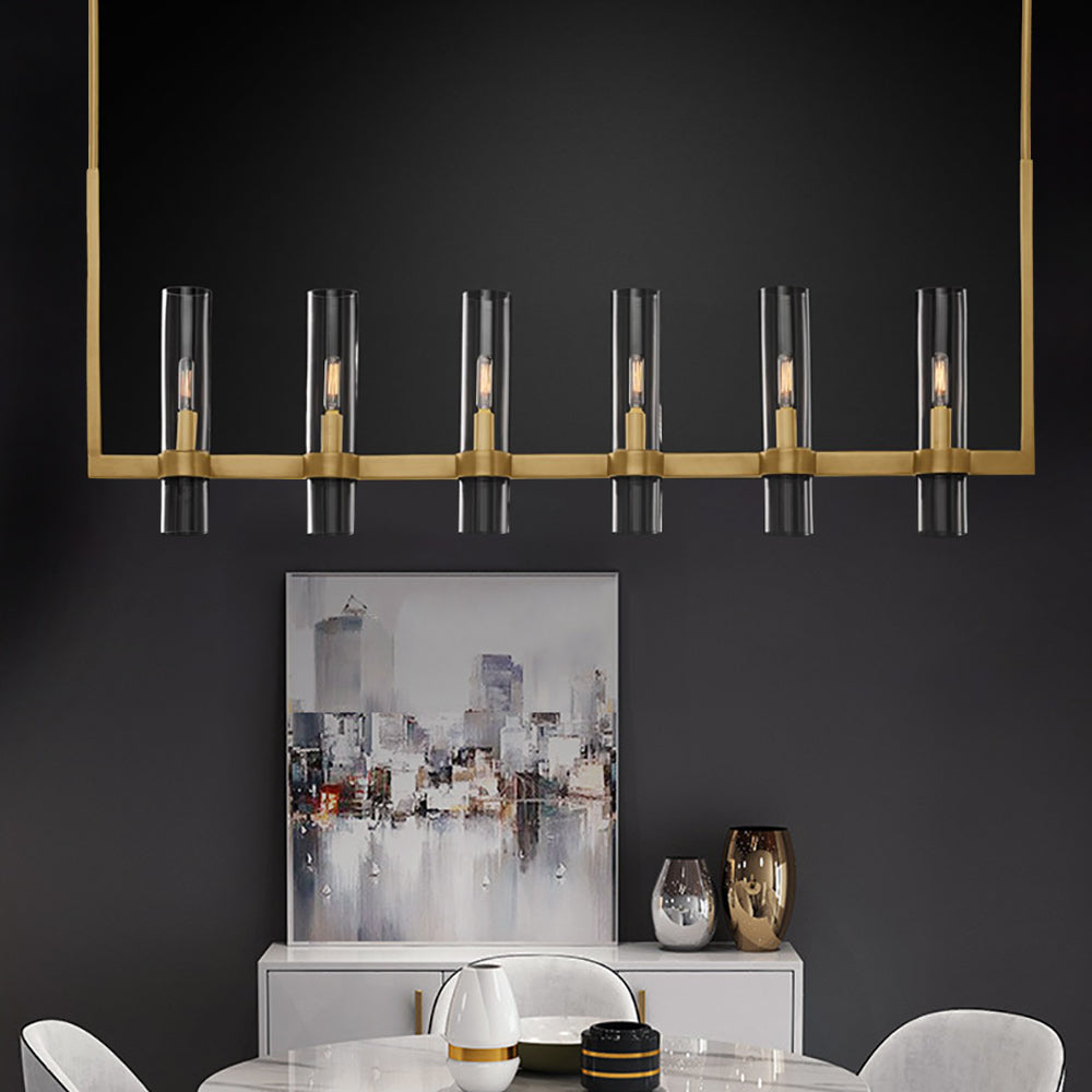 Modern 6-Light Linear Kitchen Island Light with Cylinder Shades