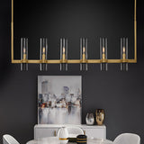Modern 6-Light Linear Kitchen Island Light with Cylinder Shades