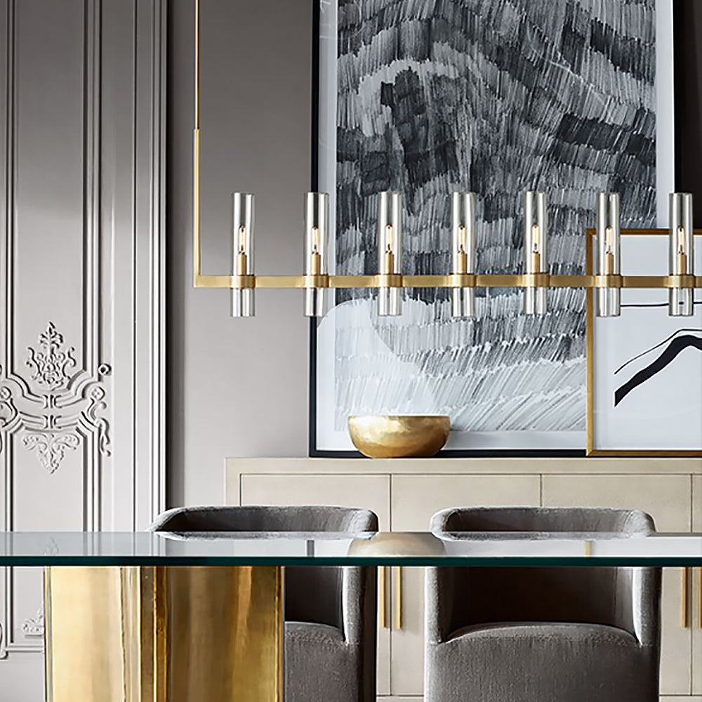 Modern 6-Light Linear Kitchen Island Light with Cylinder Shades