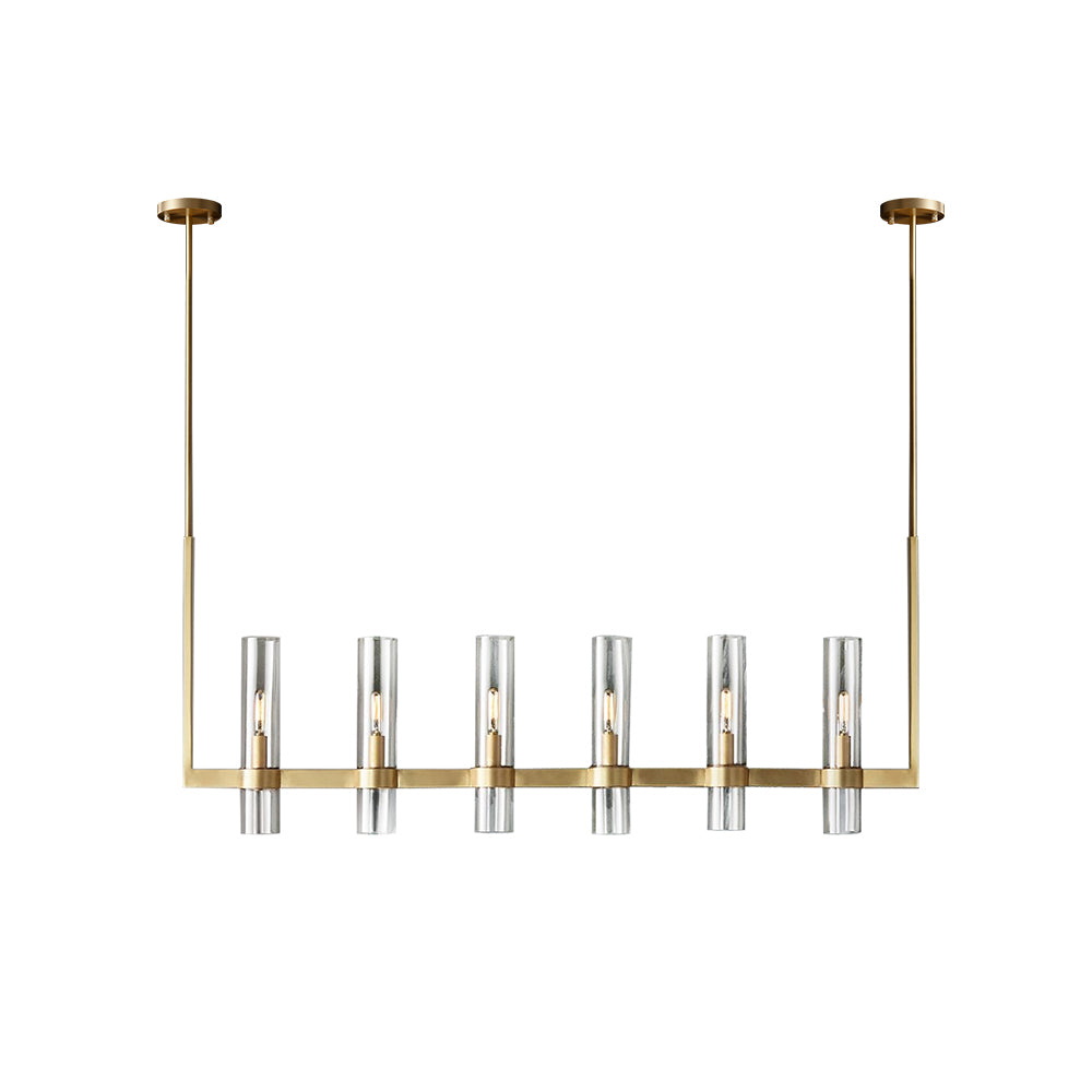 Modern 6-Light Linear Kitchen Island Light with Cylinder Shades