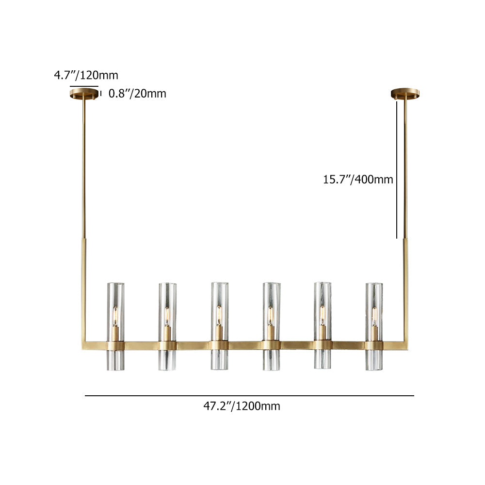 Modern 6-Light Linear Kitchen Island Light with Cylinder Shades