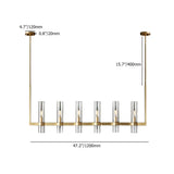 Modern 6-Light Linear Kitchen Island Light with Cylinder Shades