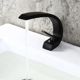 Modern Single Hole 1-Handle C-Shaped Curved Spout Bathroom Sink Faucet with Pop Up Drain in Brushed Nickel