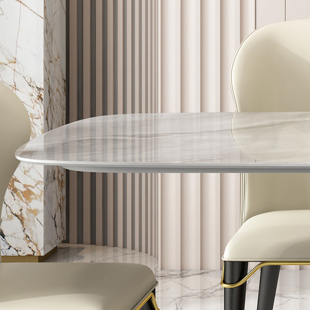 63" Modern Dining Table Stone Dining Table with X Stainless Steel Base