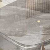 63" Modern Dining Table Stone Dining Table with X Stainless Steel Base