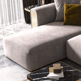 110.2" L-Shape Gray Velvet Upholstered Sectional Sofa with Left Chaise-Richsoul-Furniture,Living Room Furniture,Sectionals