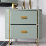Green Makeup Vanity Set Expandable Dressing Table with Cabinet Mirror & Stool Included