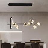 Modern 7-Light Black Kitchen Island Light with Glass Globe Shade Ceiling Pendant Lights