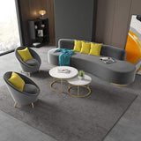 3 Pieces Gray Flannelette Upholstered Sofa Set of 2 Accent Chairs & 3-seater