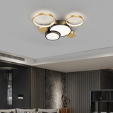 Geometric Flush Mount LED Ceiling Light in Gold & Black