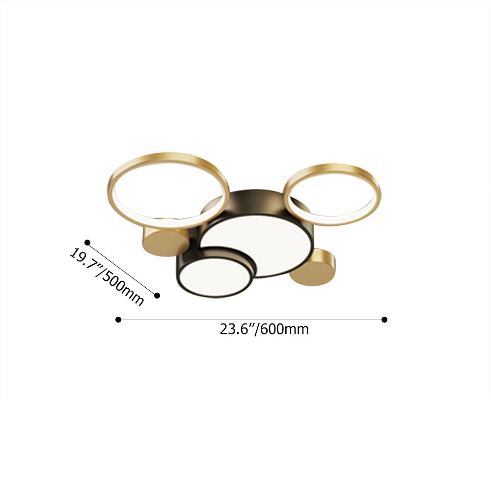 Geometric Flush Mount LED Ceiling Light in Gold & Black