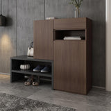 Gray Corner Shoe Storage Cabinet with 7 Shelves & 1 Drawer Entryway Shoe Storage