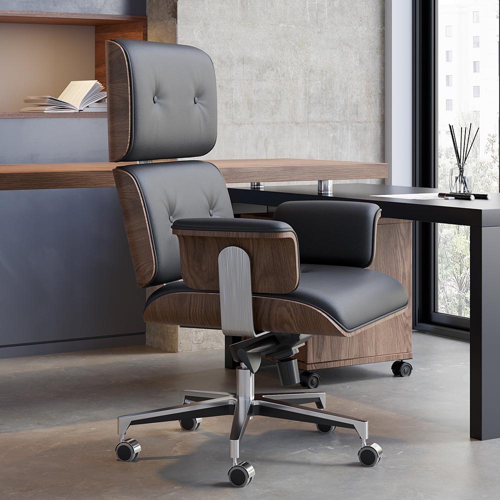 Modern Black Home Office Chair Upholstered Swivel Task Office Chair Height
