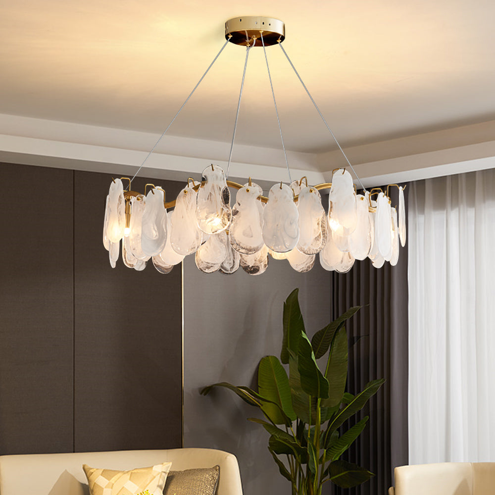 Postmodern 8-Light Tiered Cloud Glass Chandelier with Adjustable Cables